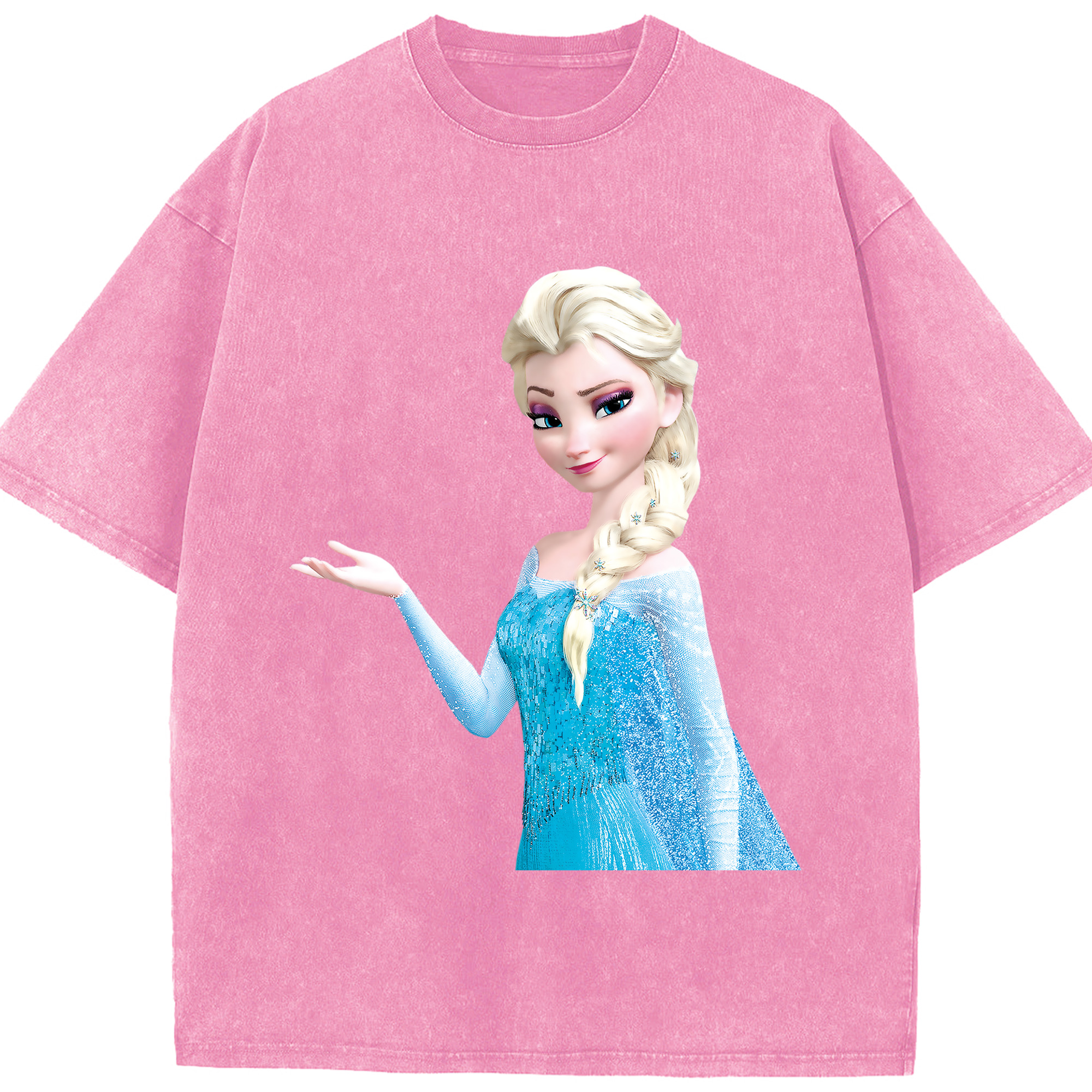 （画像用） アナと雪の女王 アンナ エルサ Frozen Anna Elsa 綿100% ヴィンテージ風 半袖Tシャツ（フロントプリント）